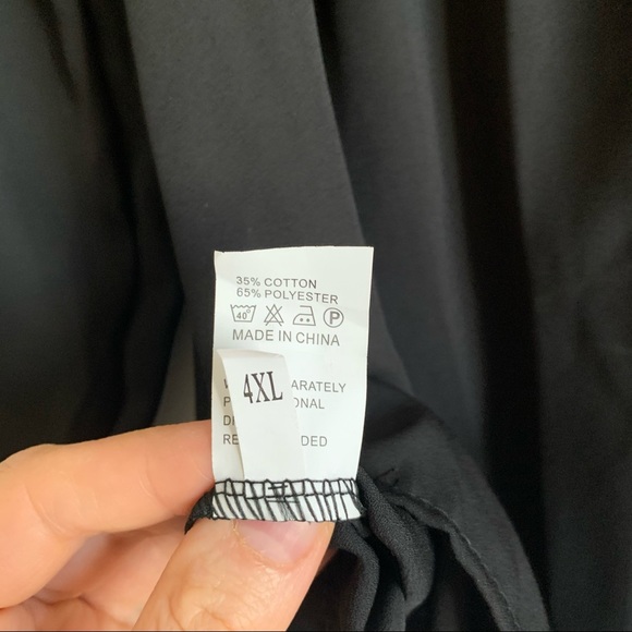 Tie Neck Swing Blouse Black Chiffon Top. Size 4XL - Picture 8 of 11